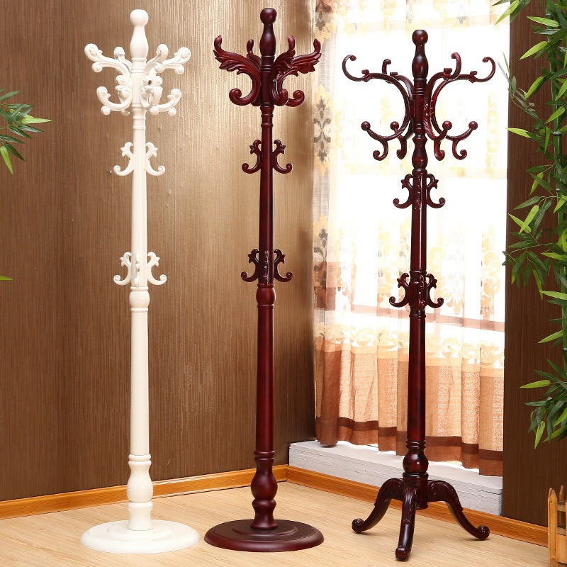 Cloak rack floor solid wood multifunctional European style vertical coat rack