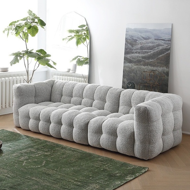 French Style Marshmallow Sofa Designer Wabash Style Lambswool Sofa Teddy Snowflake Velvet Fabric Cloud Sofa