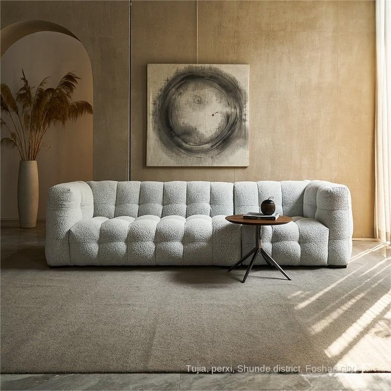 French Style Marshmallow Sofa Designer Wabash Style Lambswool Sofa Teddy Snowflake Velvet Fabric Cloud Sofa