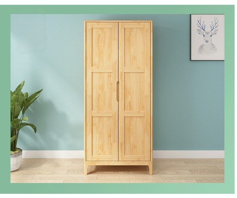 Custom Chinese style wardrobe Rubberwood 2/3/4 Door Wardrobe Simple Solid Wood Bedroom Storage Wardrobe