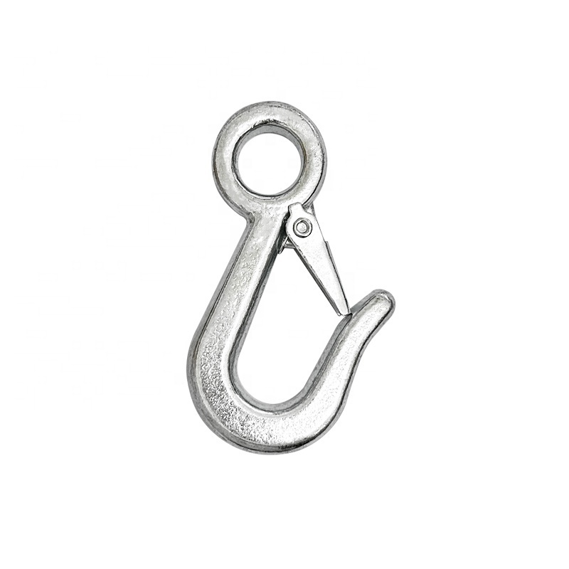 Durable Truck Parts Heavy Duty Grab Hook Alloy Forged Safety Eye Hook with Snap Latch for Steel Rope Strap Heavy Loads