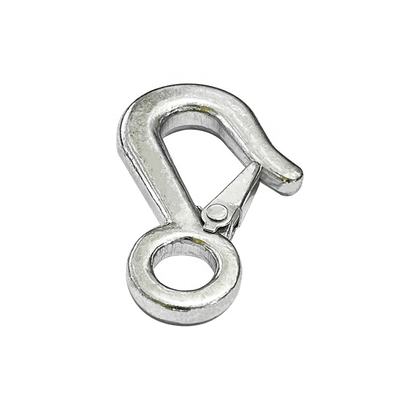 Durable Truck Parts Heavy Duty Grab Hook Alloy Forged Safety Eye Hook with Snap Latch for Steel Rope Strap Heavy Loads