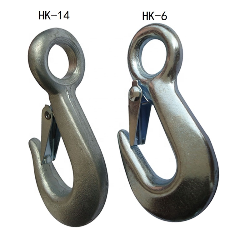 RY Heavy Duty Galvanized Forged Hook Forged Alloy Steel Eye Sling Hoist Hook with Safety Latch