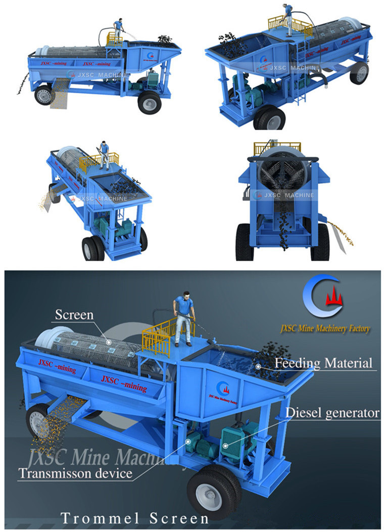 Gold refinery machine gold rotary drum screening and washing machine mini gold trommel screen