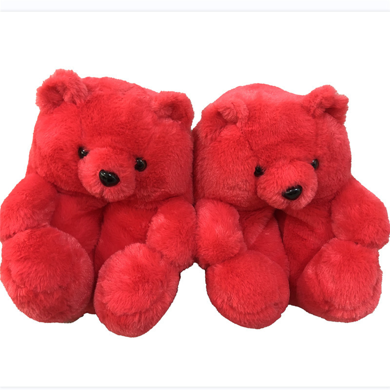 Wholesale Fashion Racoon Girls Women Kids House Pink Teddy Bear Slippers Fluffy Soft Fur Slippers For Ladies