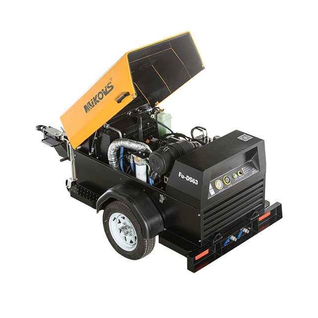 High Pressure Industrial 10 bar 25 bar 30 bar Diesel Portable Screw Air Compressor With Wheels For Mining