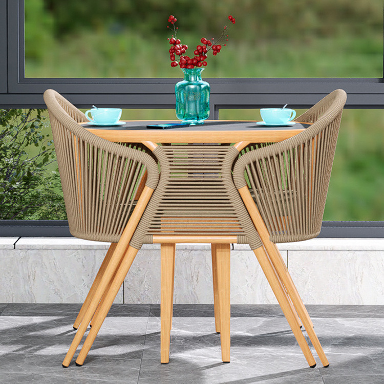 Modern Balcony Small Table and Chair Outdoor Leisure Garden Sets Three-piece Set Rattan Woven One Table and Two Chairs