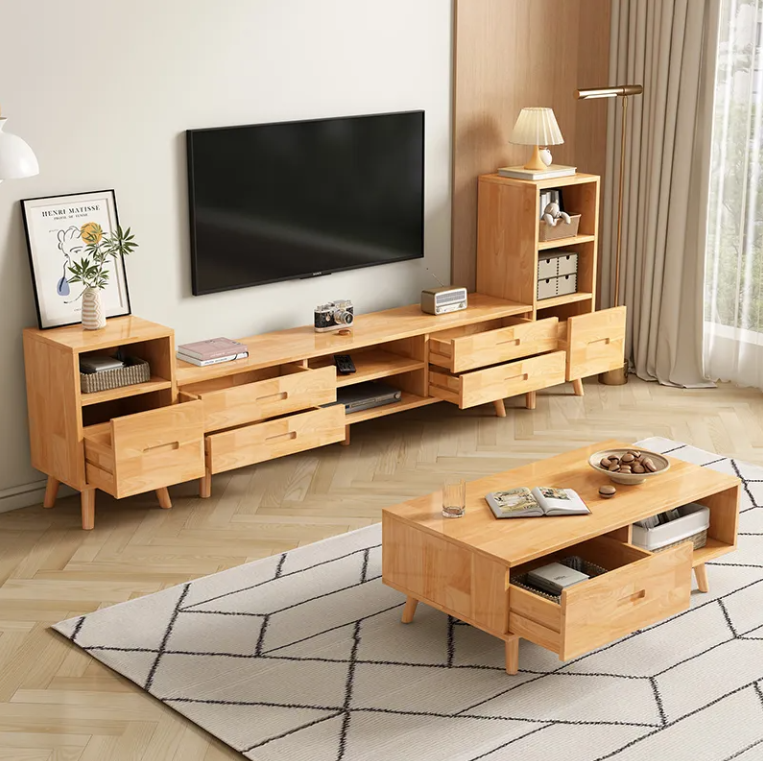 Living Room Multifunction black Tempered Glass Folding Lifting Coffee Table with TV Cabinet