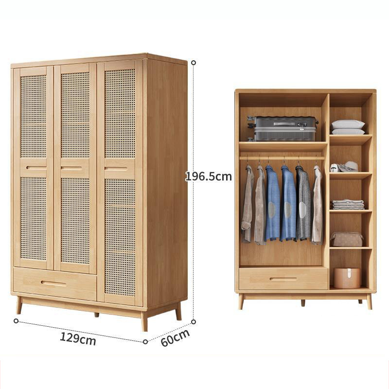 Wooden Wardrobe Modern Simple Open Bedroom Wardrobe Closet Bedroom Furniture Clothes Storage Organizer with Drawer