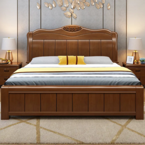 queen bed modern Chinese style double wooden beds bedroom furniture luxury storage bed