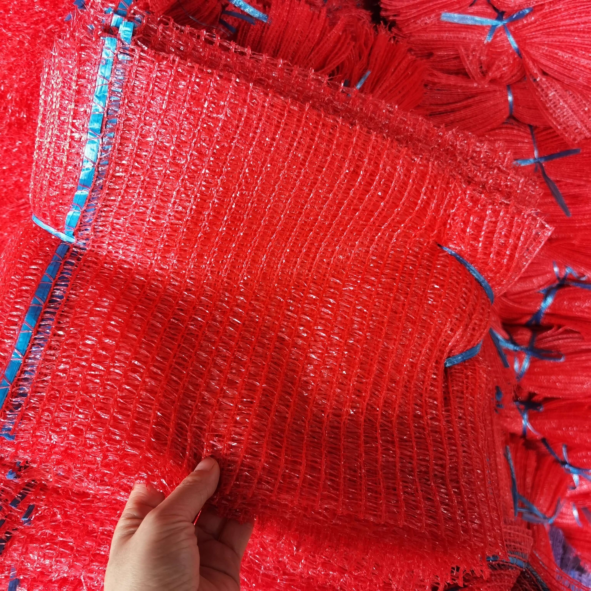 Mesh Net Sacks Bags for Vegetables Orange Agriculture Knit HDPE Custom Packaging Plastic Bag Hand Length Handle Rachel mesh bag