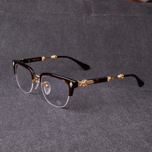 High Quality New Pure Titanium Plate Half Frame Glasses Frame china wholesale optical eyeglasses frame