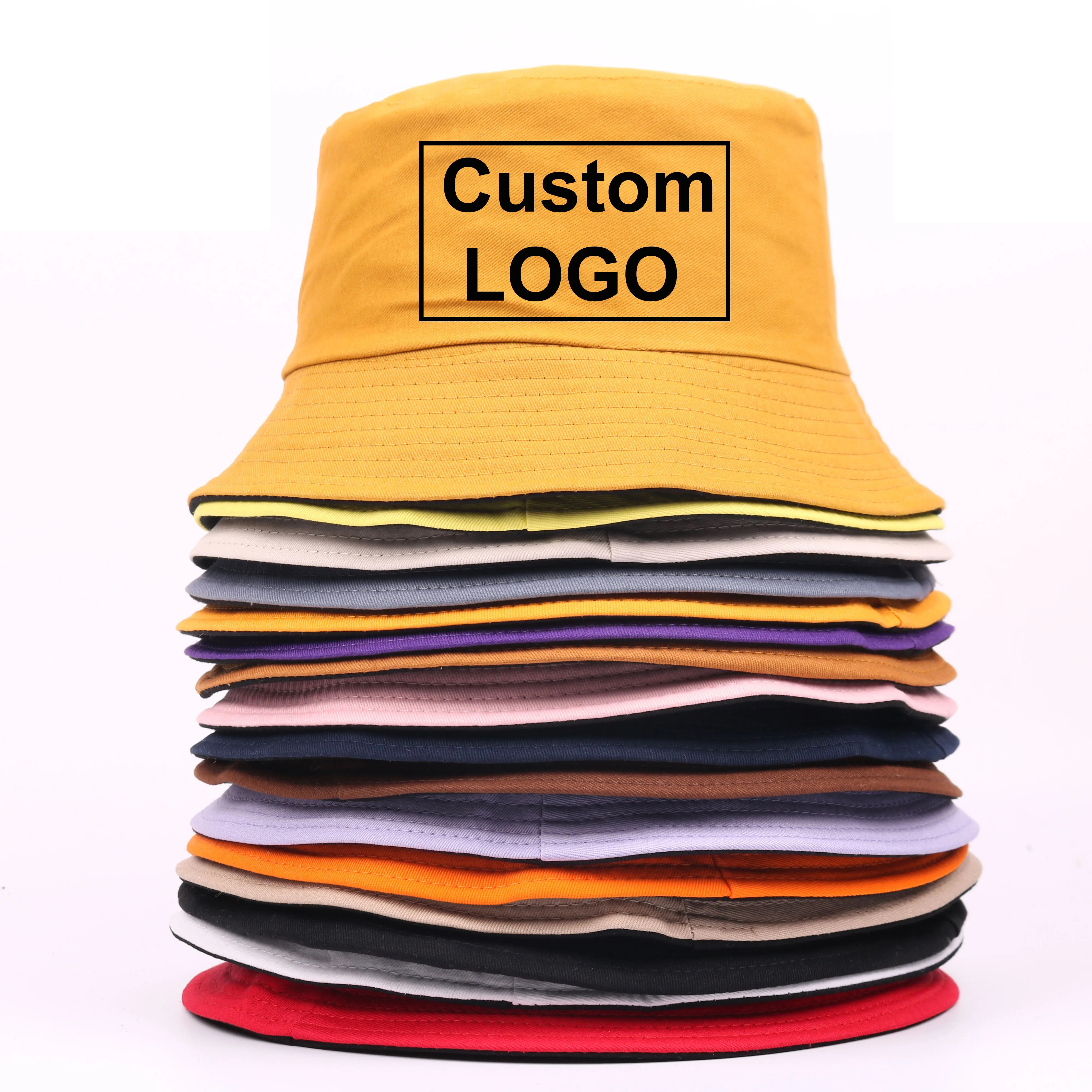 Custom logo multi color optional men women's bucket hat summer fishing hats outdoor