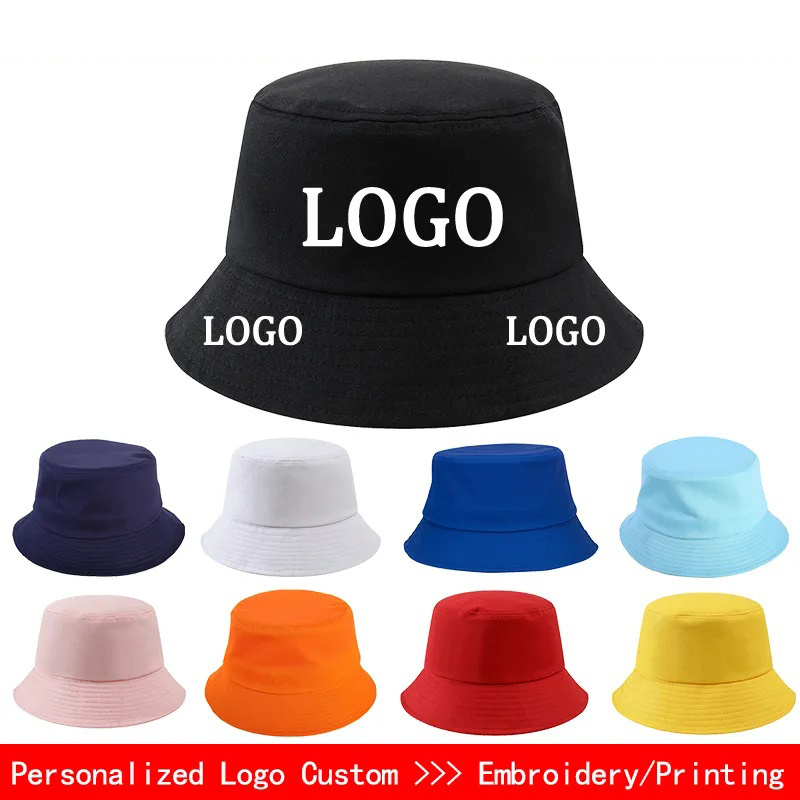 Custom logo multi color optional men women's bucket hat summer fishing hats outdoor