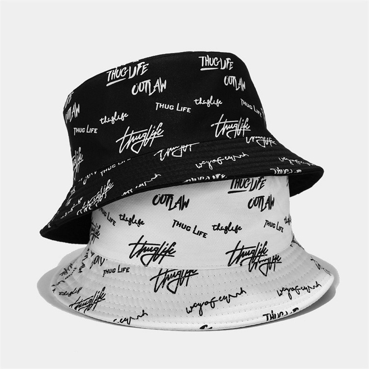 Men and Women Floral Embroidery Casual Double Side Summer Printed Logo Reversible Bucket Hat