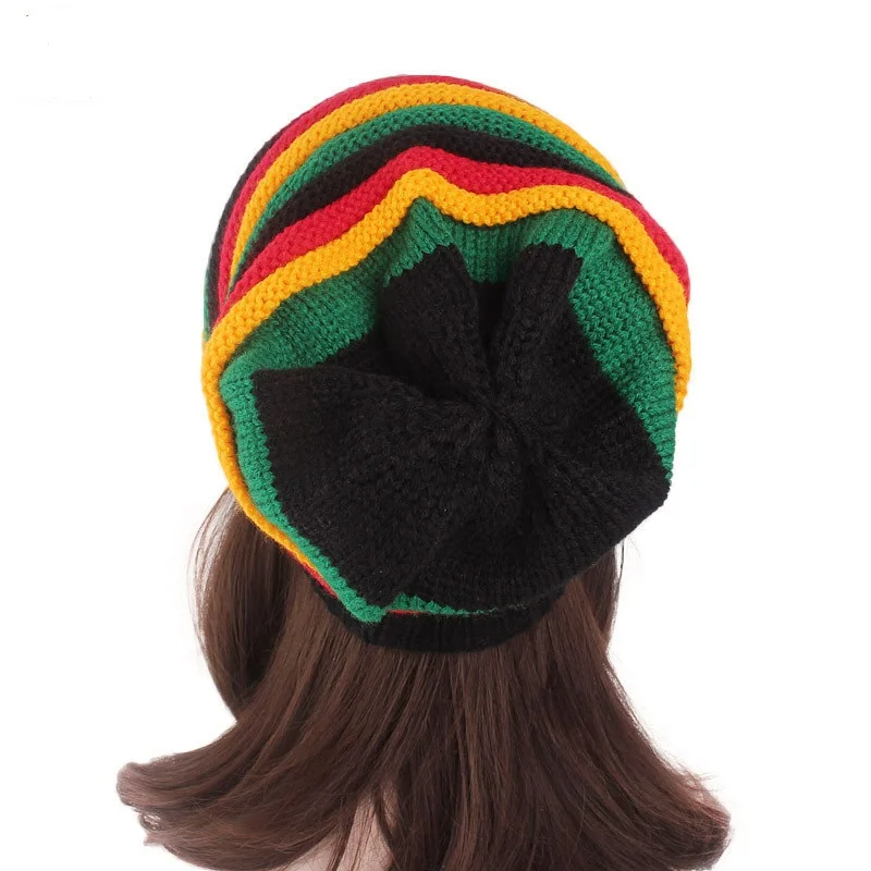 Colorful Striped Knit Hat Keep Warm Beanies Skullies Unisex Knitted Cap