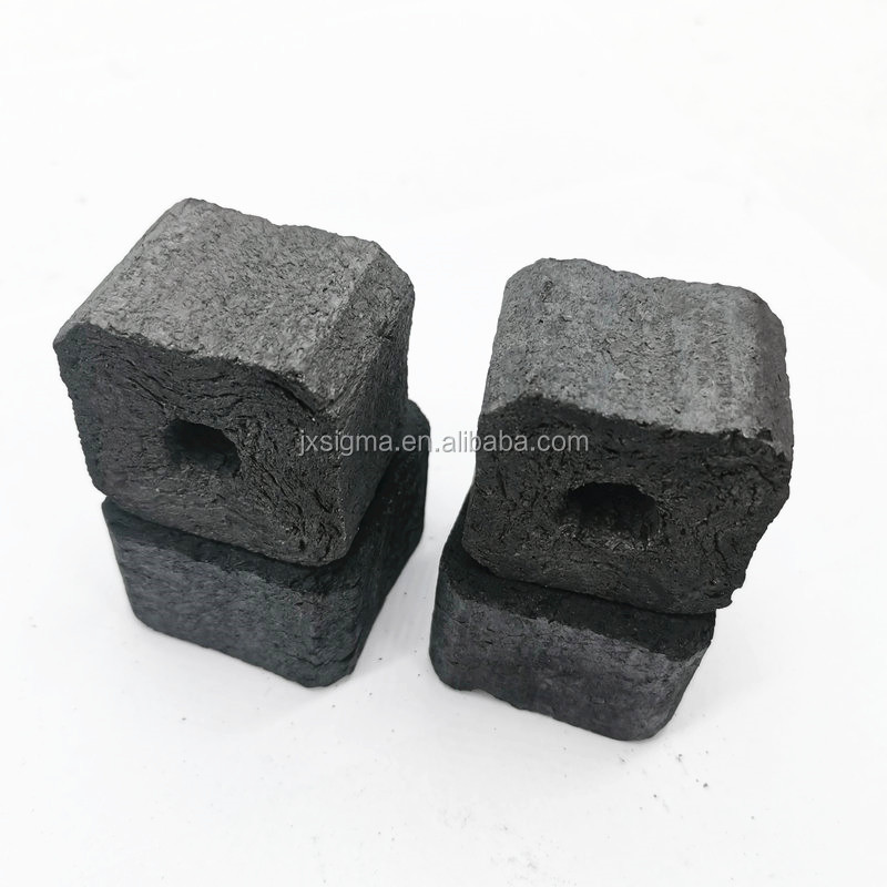 100% Bamboo Eco-friendly price per kg Golden boss bulk bamboo Long burning time cubic hole charcoal for shisha