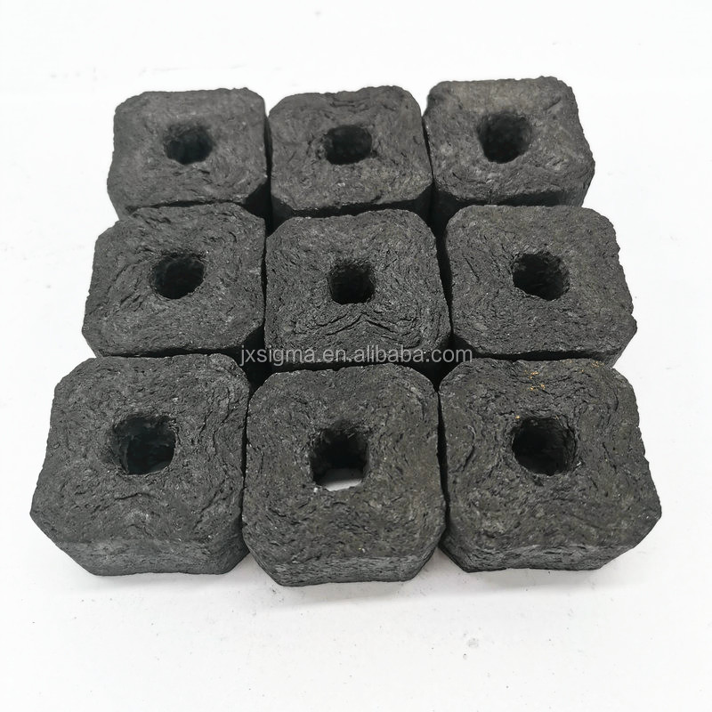 100% Bamboo Eco-friendly price per kg Golden boss bulk bamboo Long burning time cubic hole charcoal for shisha