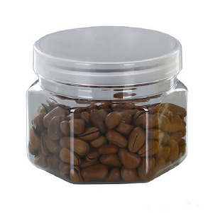 wholesale 250ml high quality 8 oz plastic jars with lids food grade plastic jar hexagon