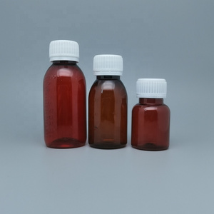 Supply 100ml medical empty  PET  amber cough syrup plastic bottle for liquid packaging