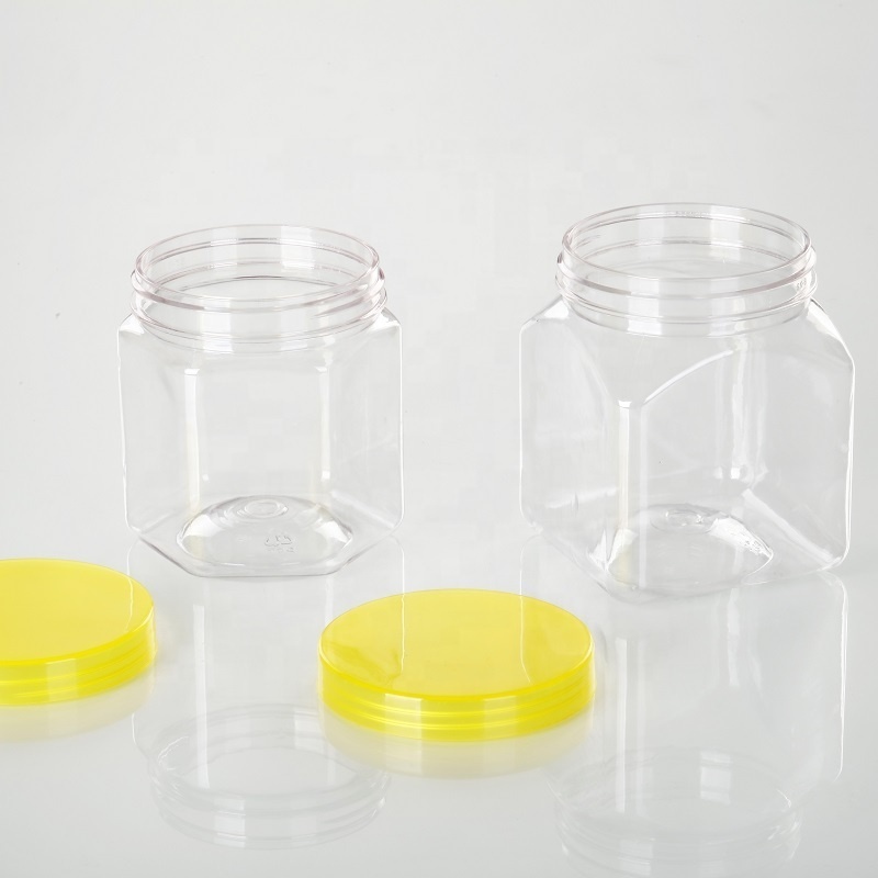 wholesale 250ml high quality 8 oz plastic jars with lids food grade plastic jar hexagon