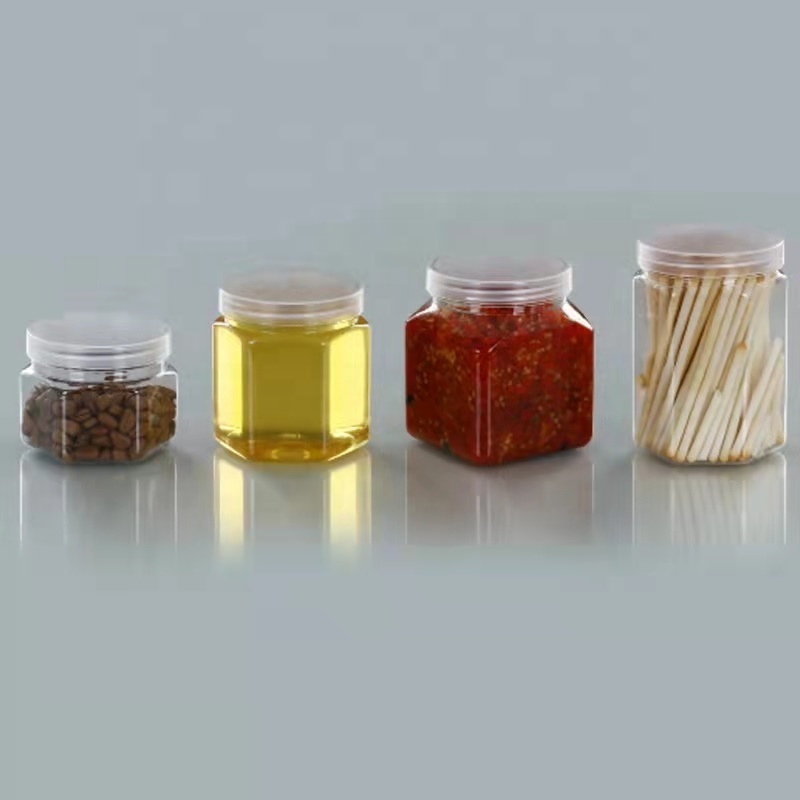 wholesale 250ml high quality 8 oz plastic jars with lids food grade plastic jar hexagon