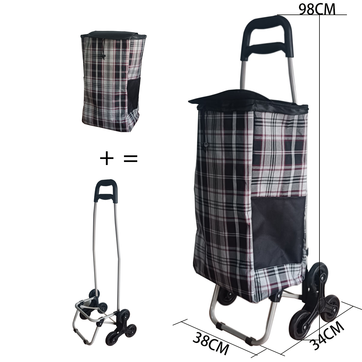 Trolley Bag Shopping Trolley For Grocery Wholesale Supermarket Trolley 600d Polyester Wheeled Reusable Folding Shopping Cart