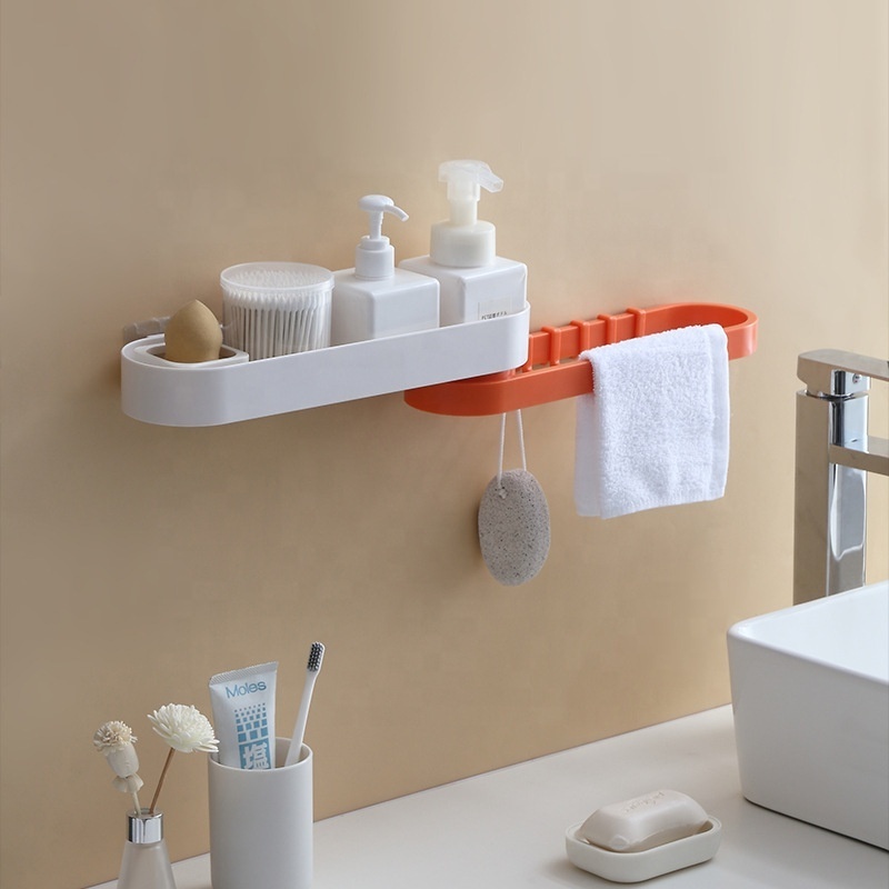 Double layer 360 rotating without punching toilet towel cosmetic sundries wall mounted storage rack