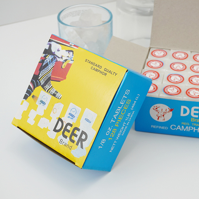 1/ 8oz deer brand refined premium camphor tablets/blocks/cubes/cakes(128 pieces)