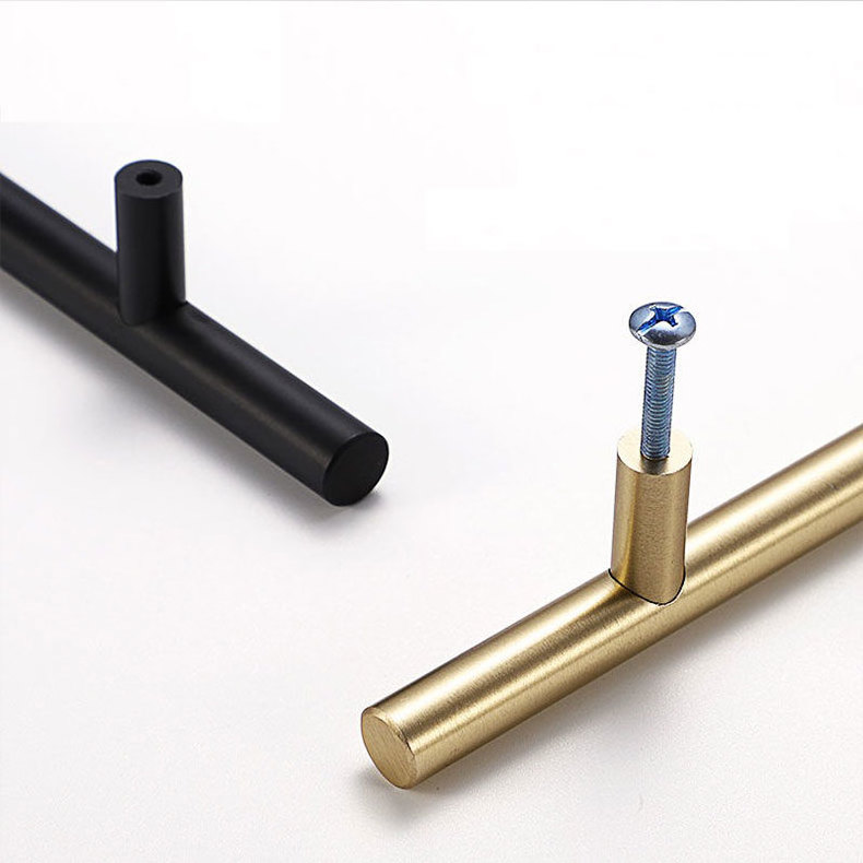 Simple Cabinet Handles Wooden Drawer Pulls Bright Gold Black Aluminum Alloy Cupboard Handles Cabinet Drawer Pulls