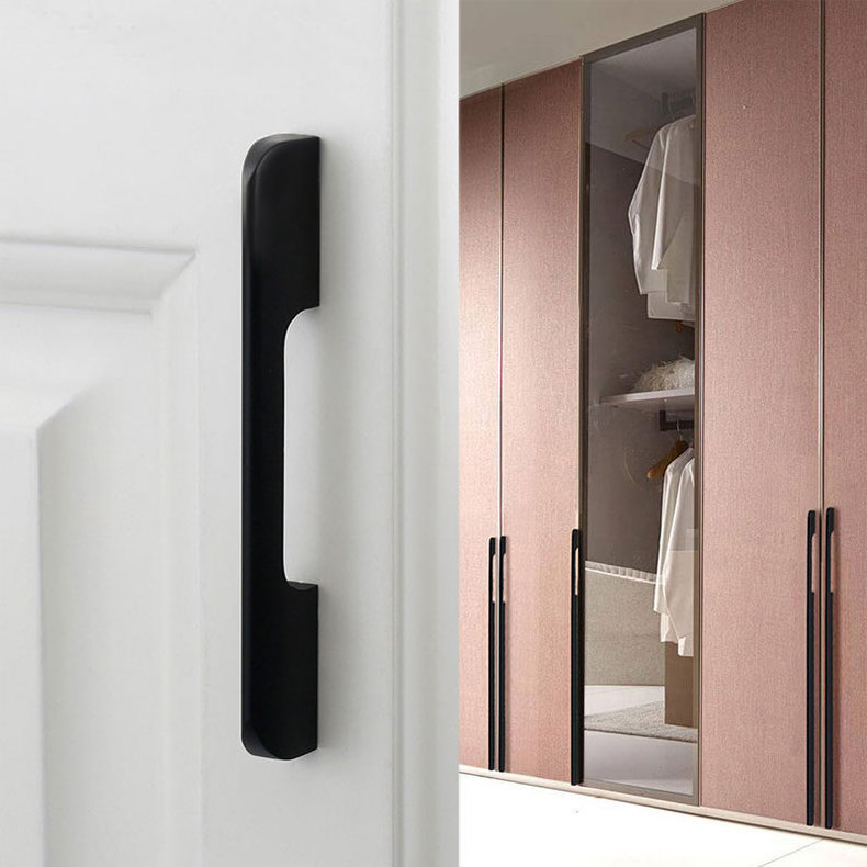 Modern Minimalist Aluminum Alloy Door Handles American Black Shoe Cabinet Wardrobe Extended Cabinet Thin Long Door Handles