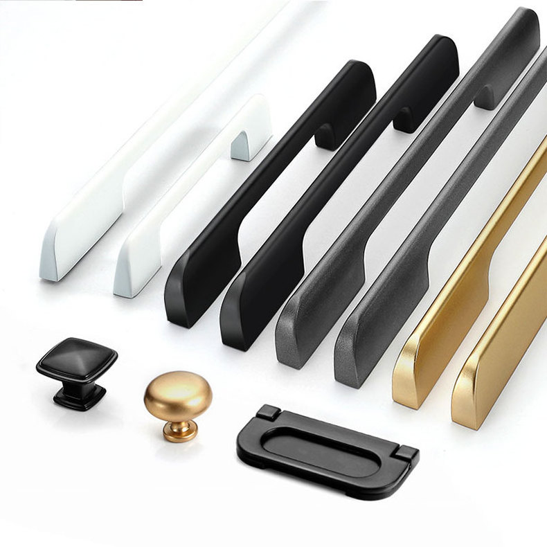 Modern Minimalist Aluminum Alloy Door Handles American Black Shoe Cabinet Wardrobe Extended Cabinet Thin Long Door Handles