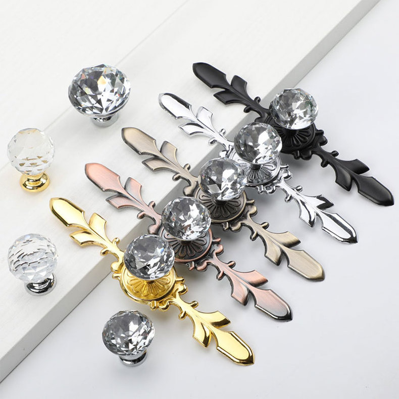 Soruda 2024 Drawer Dresser Knobs Pull Handles Cabinet Cupboard Door Knobs Crystal Glass Diamond Decorative Knobs for  Hardware