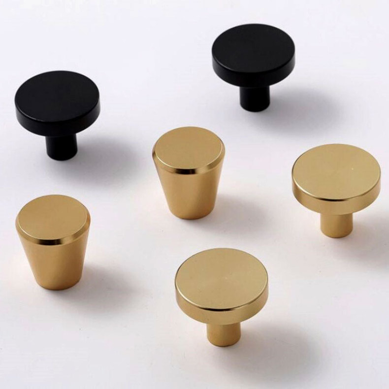 Soruda Gold Black Hardware Handle Brass Brushed Buttons Modern Cabinet Pull Zinc Alloy Knobs Kitchen Steel Cabinet Handle Knobs