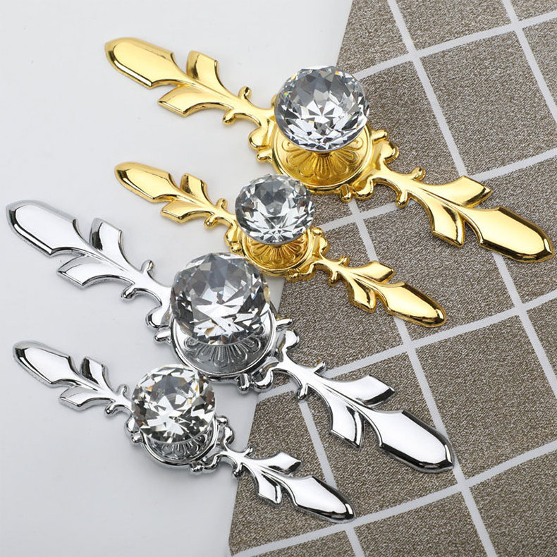 Soruda 2024 Drawer Dresser Knobs Pull Handles Cabinet Cupboard Door Knobs Crystal Glass Diamond Decorative Knobs for  Hardware