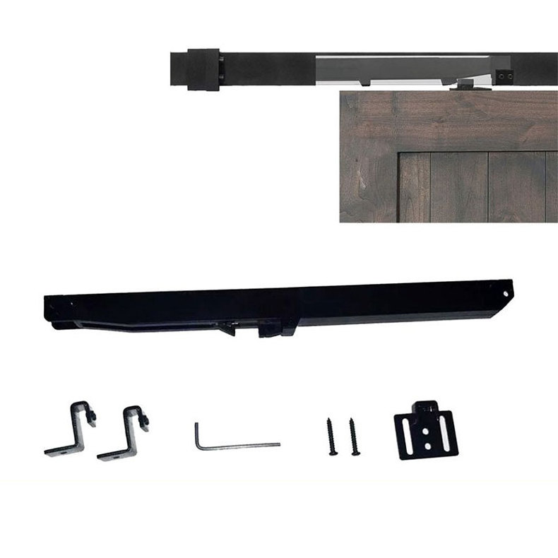 Soruda Soft Closer Mechanism Sliding Barn Doors Track and Handle Hardware Kit Buffer Door Closer