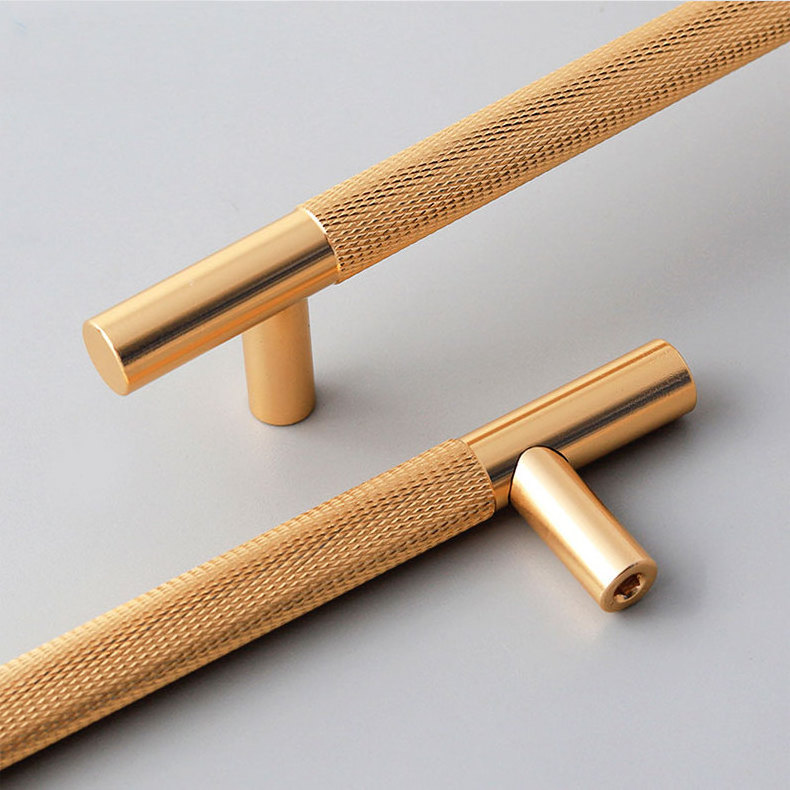 Cabinets and Drawers Stylish Modern Golden Knob Sturdy Aluminum Alloy Furniture Drawer Pull  Door Handles