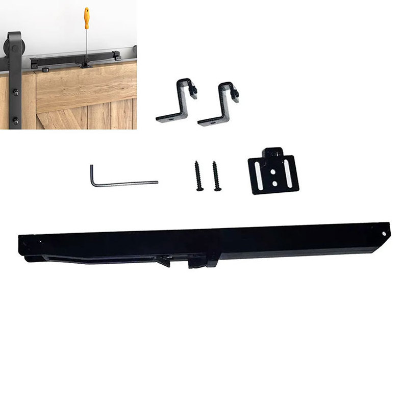 Soruda Soft Closer Mechanism Sliding Barn Doors Track and Handle Hardware Kit Buffer Door Closer