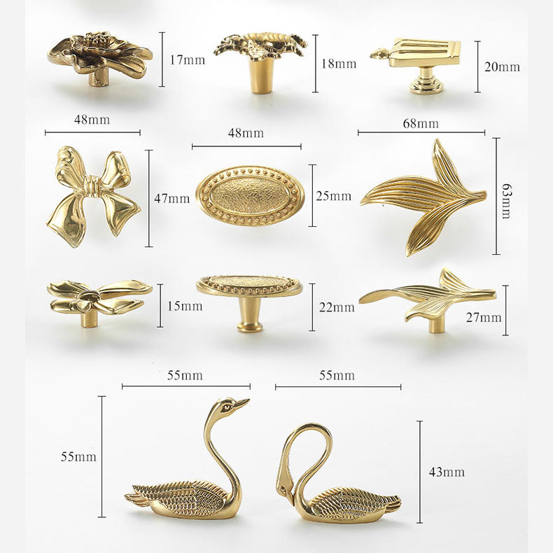 Price Modern cabinet handle luxury solid brass wholesale round brass wood cabinet unique wing knob handles