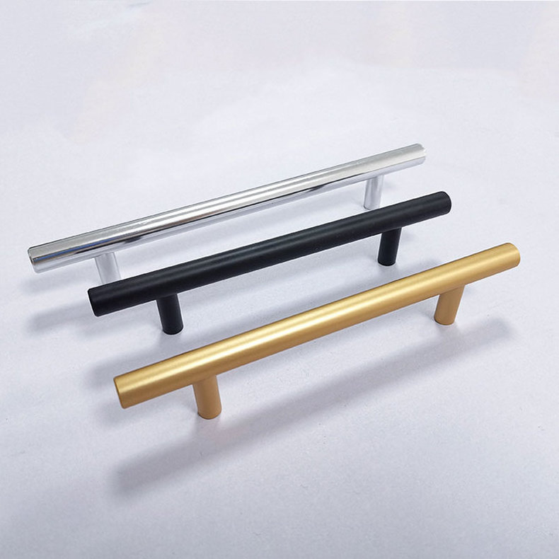 Simple Cabinet Handles Wooden Drawer Pulls Bright Gold Black Aluminum Alloy Cupboard Handles Cabinet Drawer Pulls