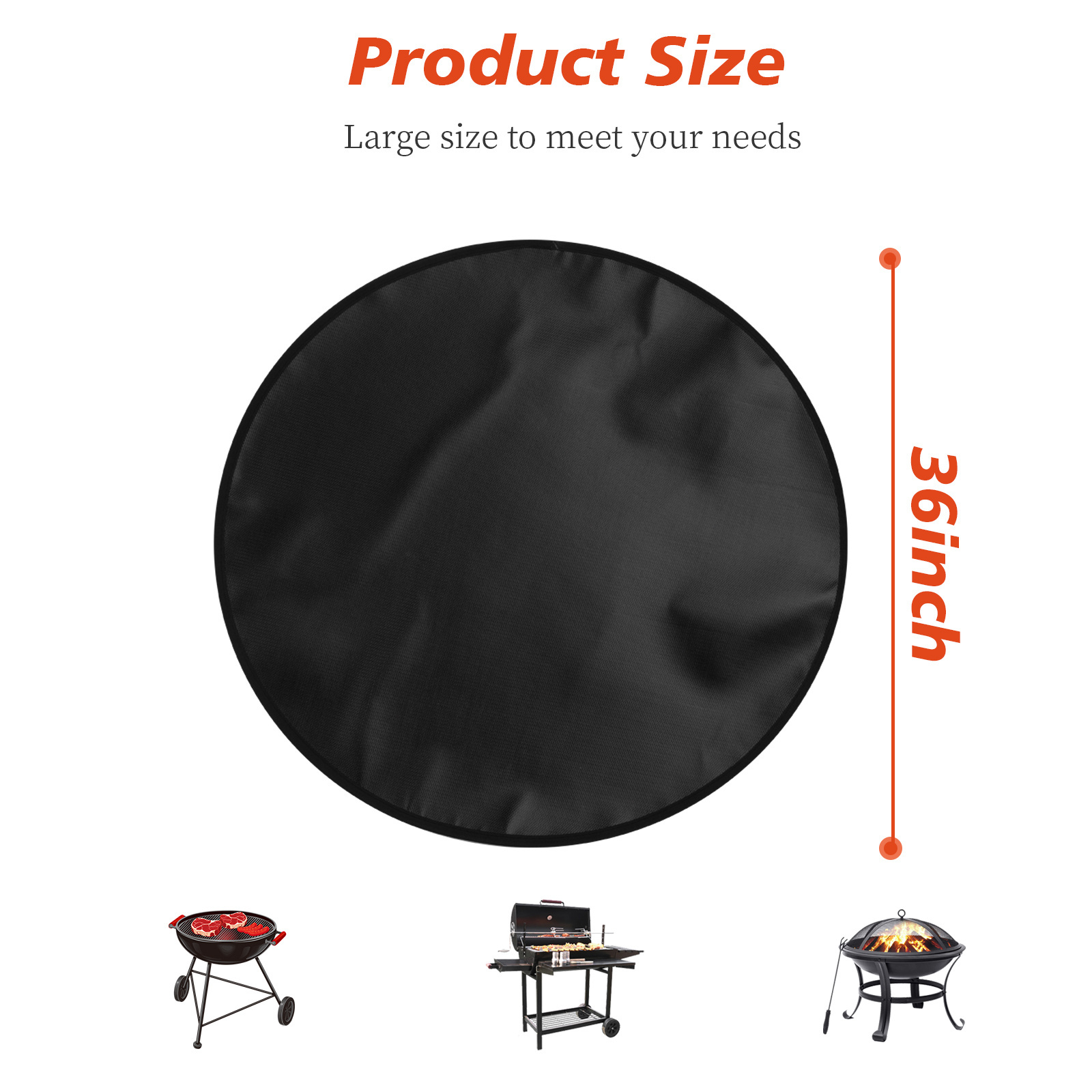 Outdoor 36' inch Round Aluminum silicone Fiberglass Heat-Resistant Non-Stick  Fireproof Fire Pit Mat