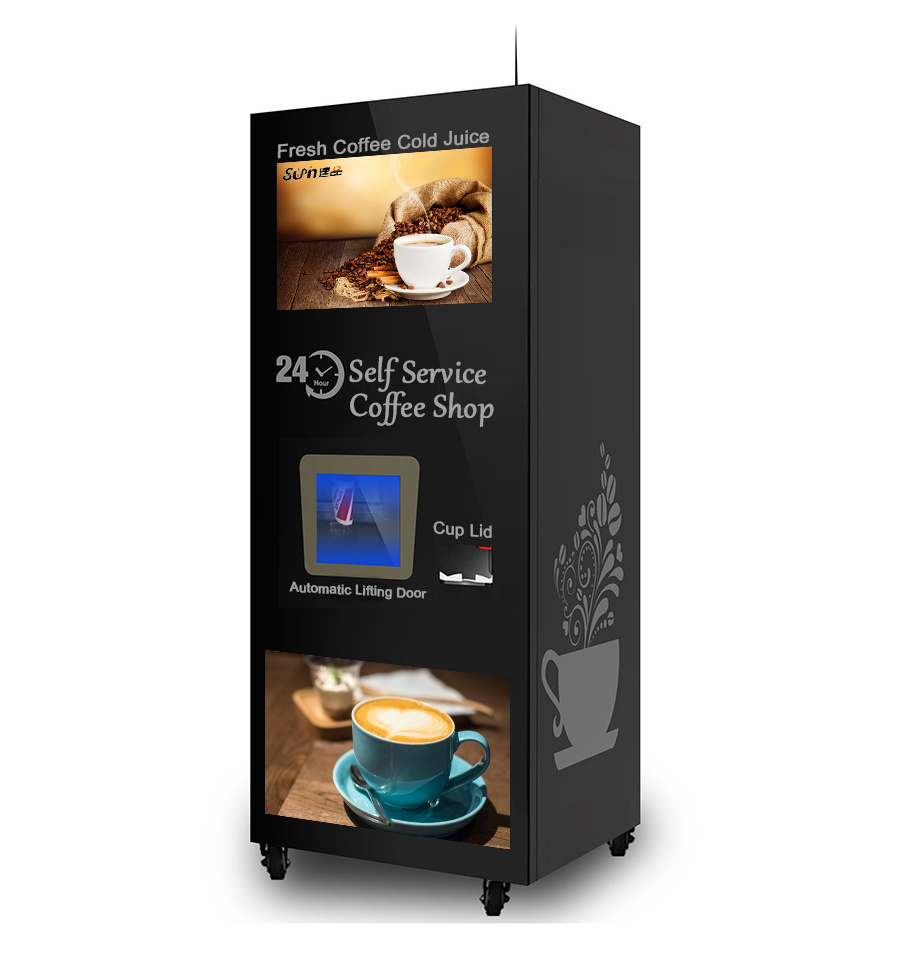 SP998B Automatic espresso coffee machine commercial ice juice vending machine commercial QR code bill coin coffee dispenser