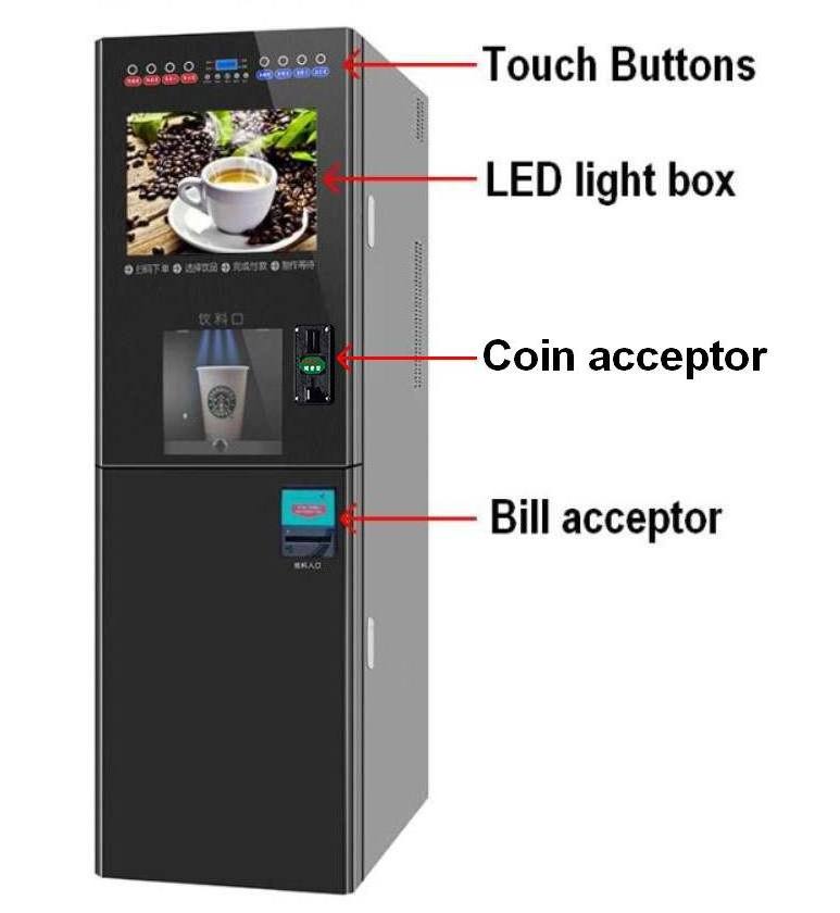 40ST (2+2) Cold Juice Vending Machine coin coffee machine commercial milk tea vending machine instant coffee dispenser