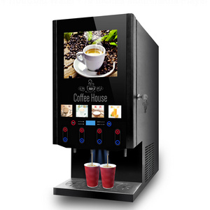 40SCW-10L Video Advertising 4 Flavours Hot Ice Coffee Vending Machine Ice coffee  Dispenser Instant Coffee Machine Commercial