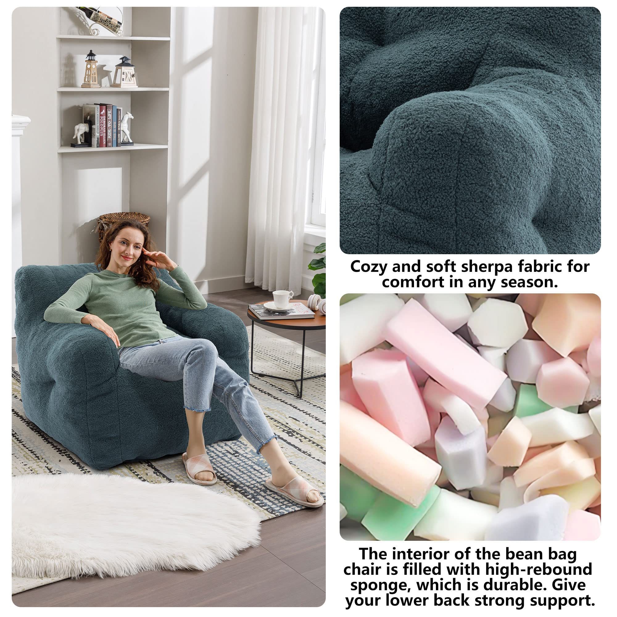 Factory Direct Giant Fluffy Velvet Lazy Couch Recliner Bean Bag Chair Memory Foam Filled Floor Sofa Leisure Velvet Bean Bag