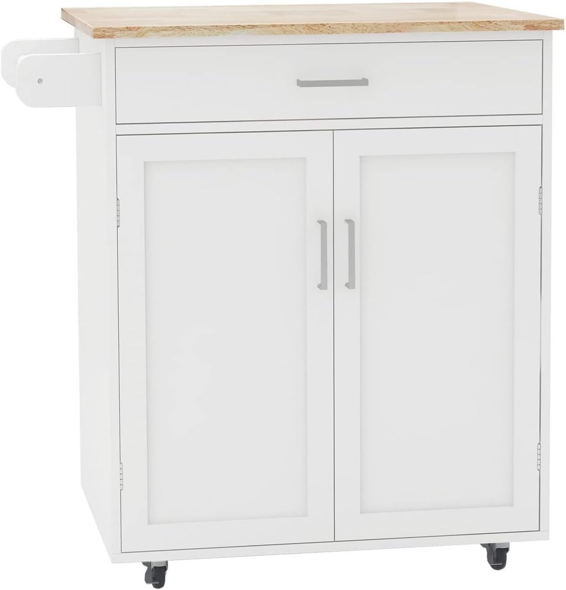 Mobile 2-Tier Storage Kitchen Island Cart with Wheels Wooden Storage Cabinet Organizer with Drawer Wooden Rolling Kitchen Island