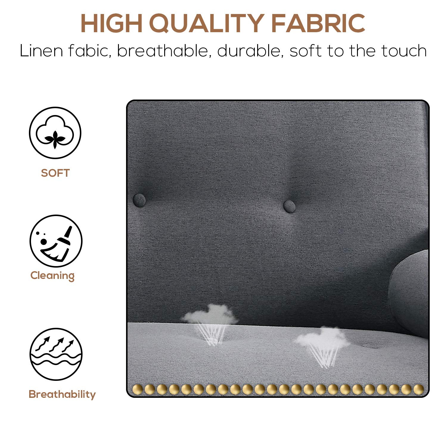 NEW Loveseat Sleeper Couch 3 Angles Adjustable Futon Convertible Sofa Bed Linen Fabric Armrest Button Tufted Fabric Sofa Bed