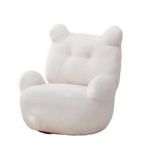 Velvet Swivel Accent Chair - Leisure Armchair with Soft Short Plush Particle Velvet, featuring a Cute Bear Beanbag Design