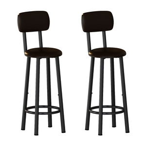 Wholesale 2 Piece Bar Stools Set 24" Counter High Upholstered Breakfast Stools with Back and Footrest Island Dining Chairs