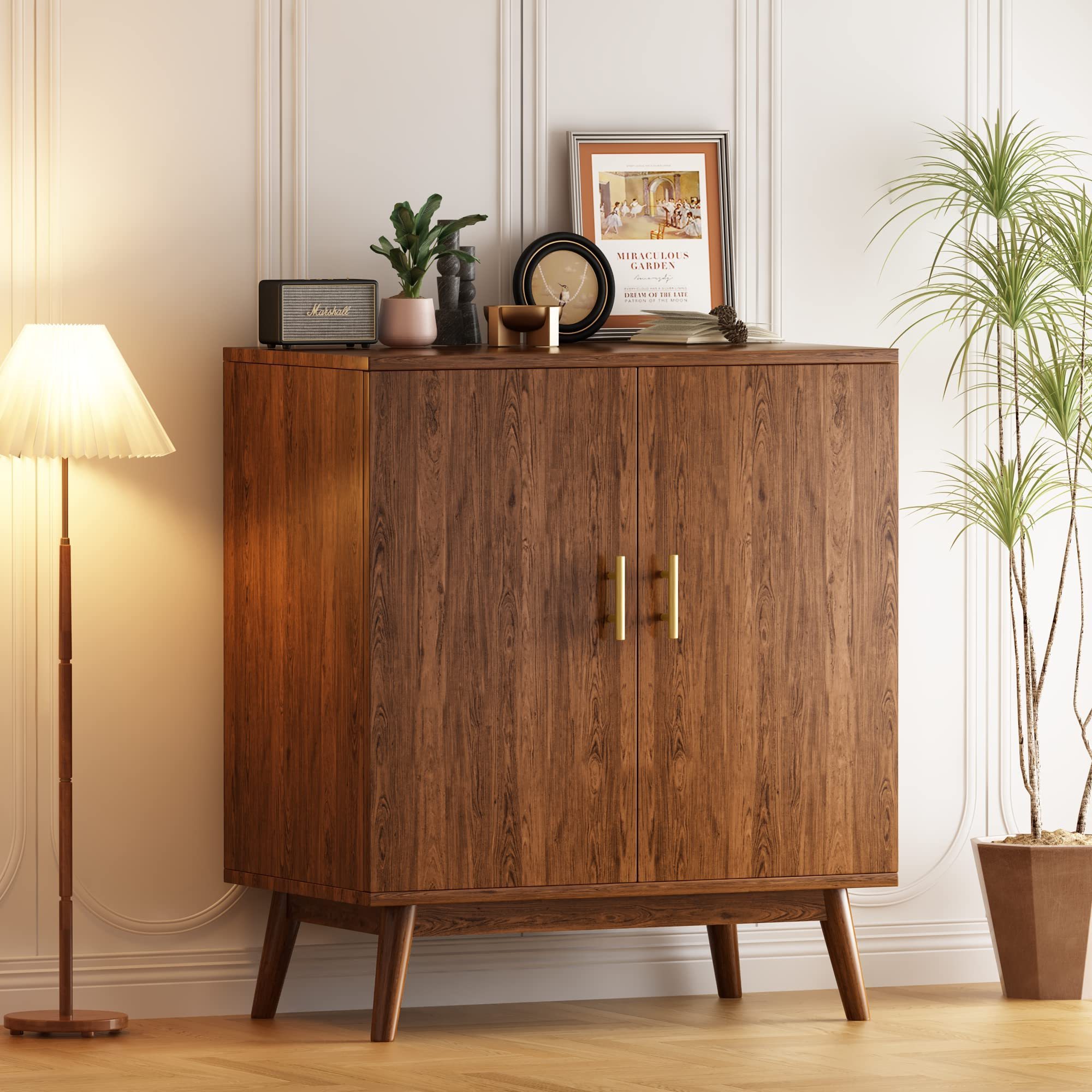 New Liquor Cabinet with Wine Rack and Glasses Holder - Arrival Wine Cabinet featuring Storage, 2 Doors, and Buffet Sideboard